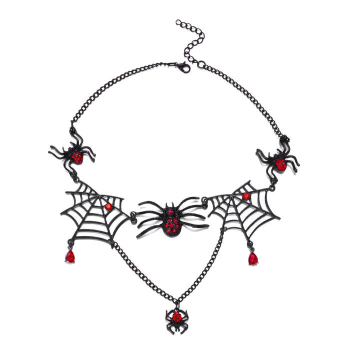 Wholesale Red Rhinestone Web Necklace Earring Set Layering Jewelry