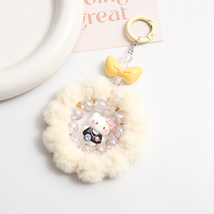 Wholesale Cute Cartoon Pom Pom Keychain Plush Bag Charm Decorative Accessory MOQ≥2