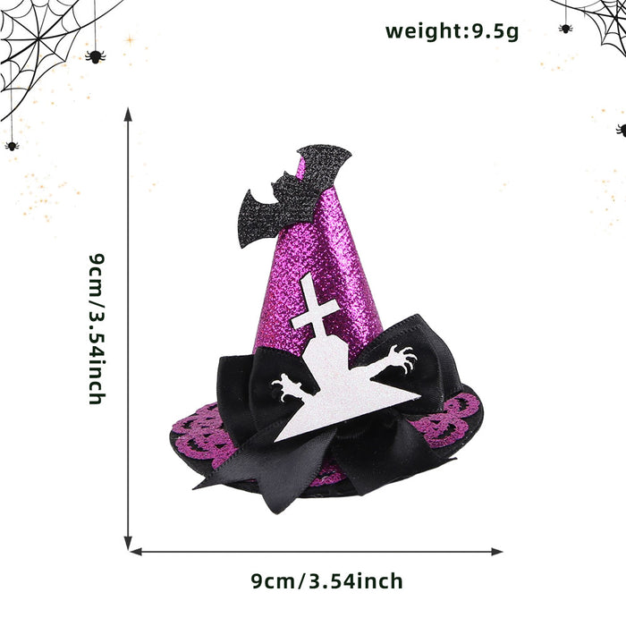 Wholesale Chic Witch Hat Hairpin Cloth Hair Clip With Skull Bat Pumpkin Design Masquerade Party Jewelry Accessory