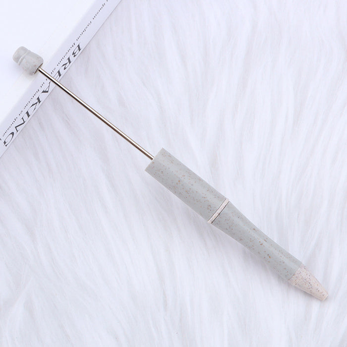 Wholesale Wheat Straw Material Plastic Bead Pen JDC-PN-JinBaiNian001