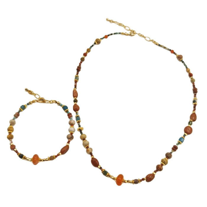 Wholesale Natural stone bead necklace original design necklace bracelet set fashionable and versatile