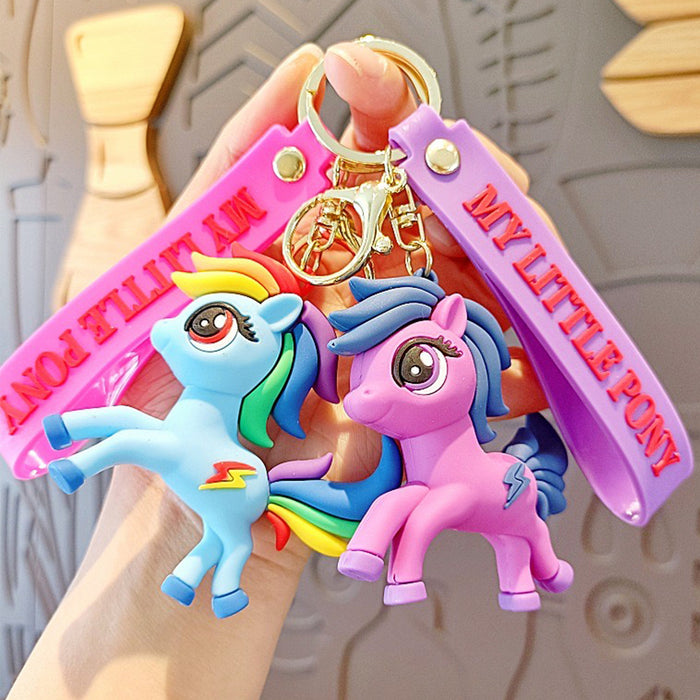 Wholesale Cartoon Pony Keychain Pendant Cute Unicorn Doll Female Backpack Car Key Chain