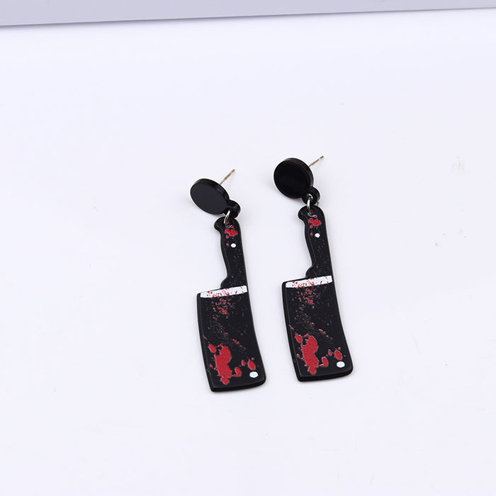 Wholesale Acrylic Printed Blood Color Knife Earrings Personalized   Earrings
