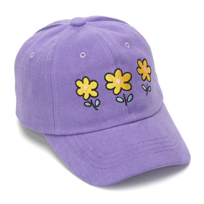 Wholesale Embroidered Flower Baseball Cap for Girls - Trendy Sun Hat with Curved Brim