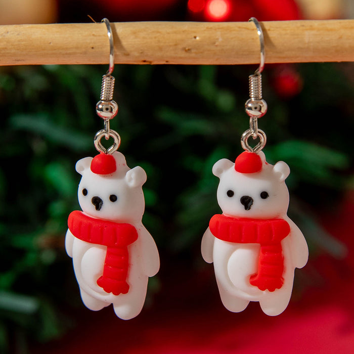 Wholesale Resin Christmas Earrings Santa Reindeer Snowman Cute Sweet Ear Studs Jewelry MOQ≥2