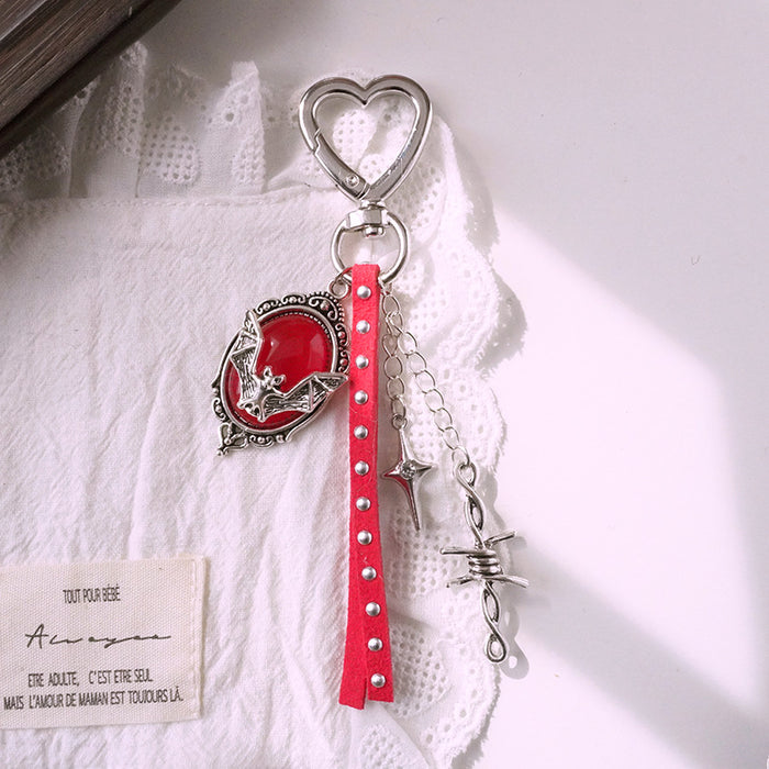 Wholesale Gothic Cross Keychain Bag Charm Black Zinc Alloy Car Key Accessory Resale