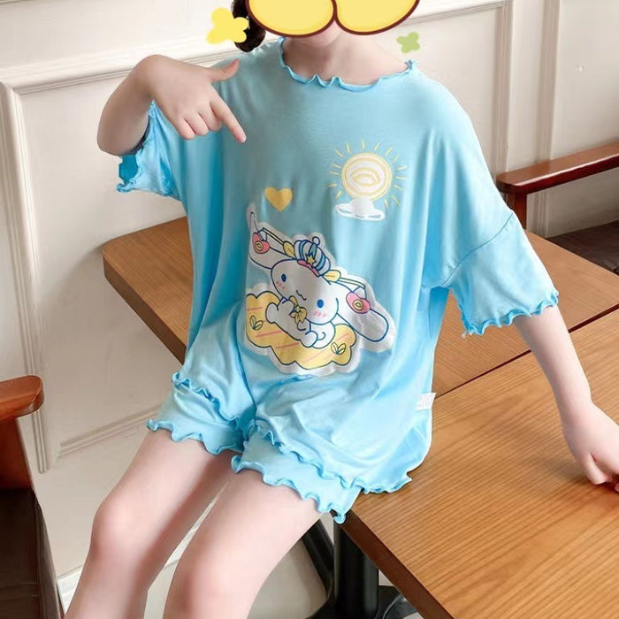 Wholesale Summer Short Sleeve Cute Cartoon Children Pajama Set JDC-PJ-XiaoHZ004