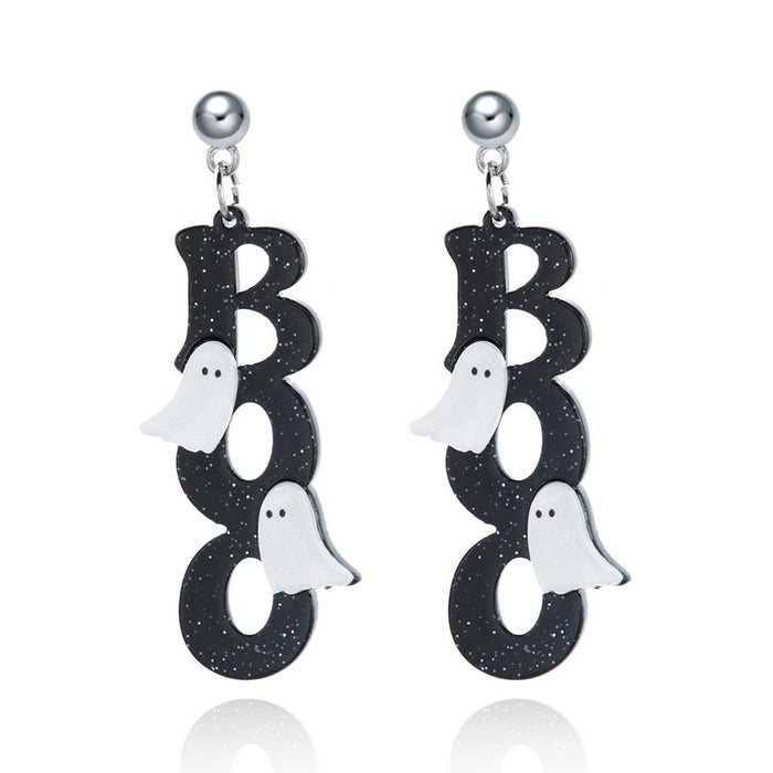 Wholesale Halloween Ghost Maple Leaf Acrylic Earrings Party Fashion Accessory