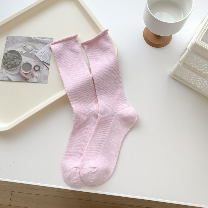 Wholesale Curled edge socks, mid tube socks, long tube socks, stacked socks