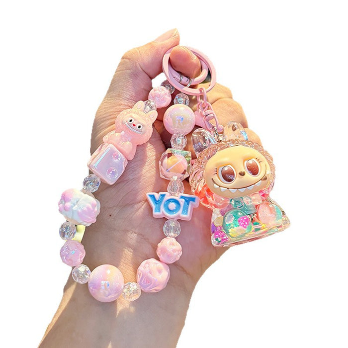 Wholesale Acrylic Crystal Oil Sand Bottle Rabbit Keychain Fashion Accessory Gift for Girls