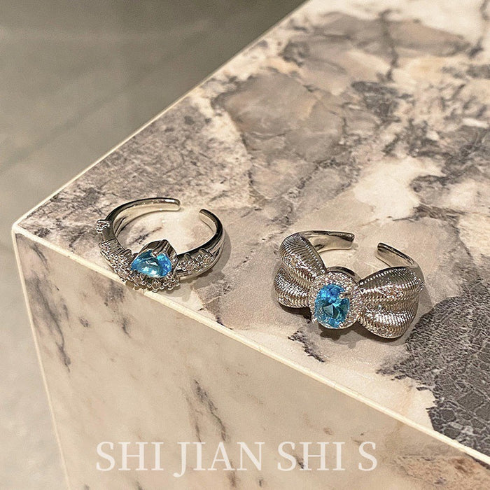 Wholesale Light luxury sparkling diamond open ring with niche design, geometric versatile index finger ring