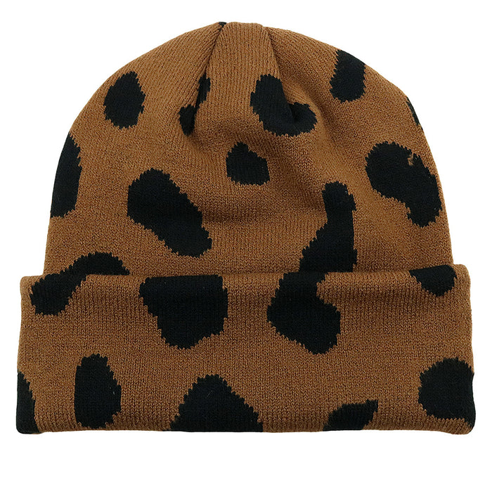 Wholesale Cow Leopard Print Jacquard Acrylic Wool Knitted Hat JDC-FH-HaiPu012