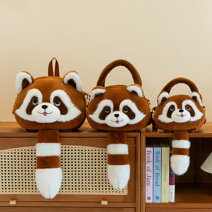 Wholesale Cute little raccoon plush toy backpack children' s bag doll
