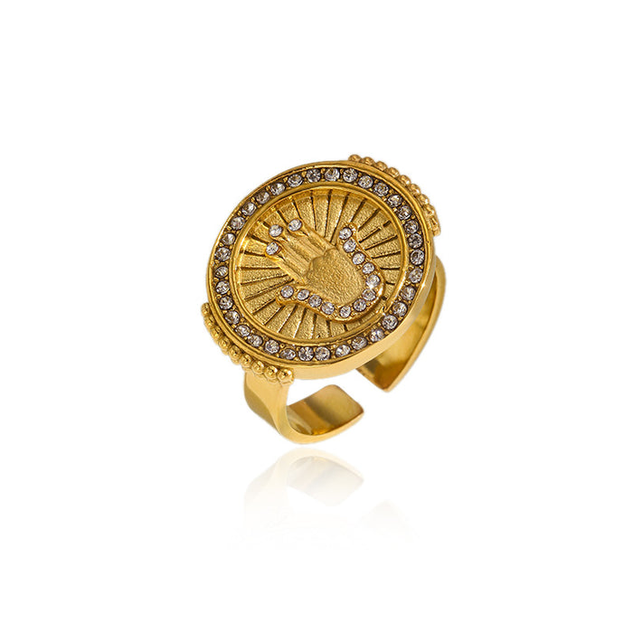 Wholesale High end stainless steel diamond inlaid movable ring that does not fade and is environmentally friendly ring jewelry