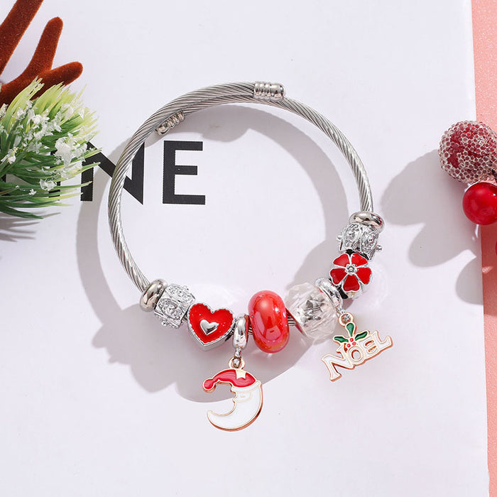 Wholesale Stainless Steel Christmas Bracelet with Tree Snowflake Pendant MOQ≥2