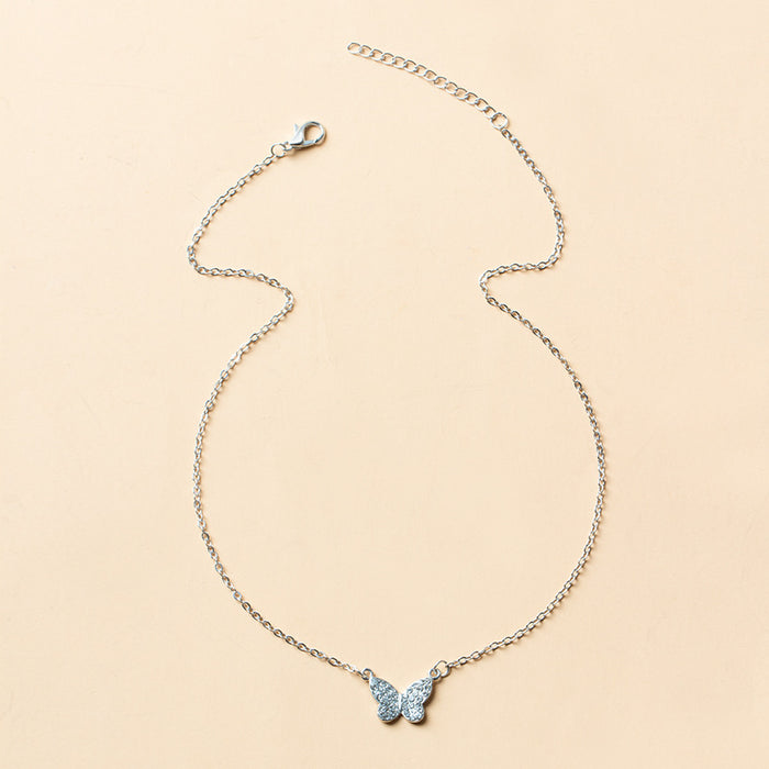 Wholesale Simple and fashionable versatile full diamond butterfly necklace collarbone chain