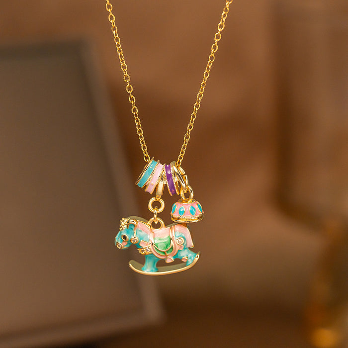 Wholesale Enamel Rocking Horse choker necklace
