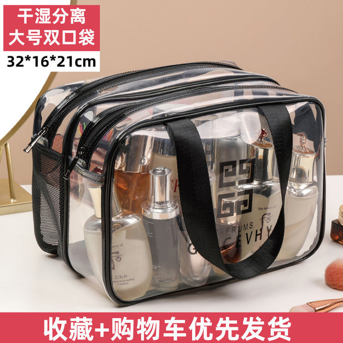 Wholesale Makeup bag PVC double-layer thick transparent dry wet separation swimming bag waterproof fitness bag large capacity toileting bag