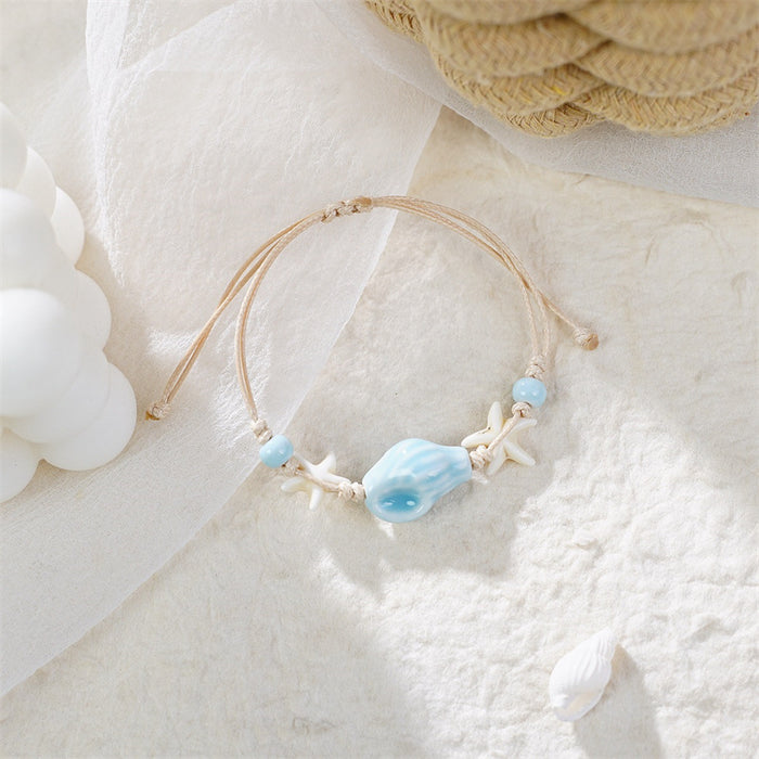 Wholesale Ceramic Beach Style Handmade Bracelet Women' s Bohemian Starfish Conch Beaded Jewelry