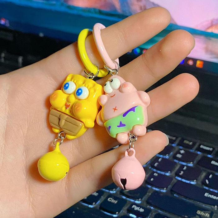 Wholesale Medium Cartoon Keychains Bell Cartoon Resin Pendant Girl School Bag Accessories Gift