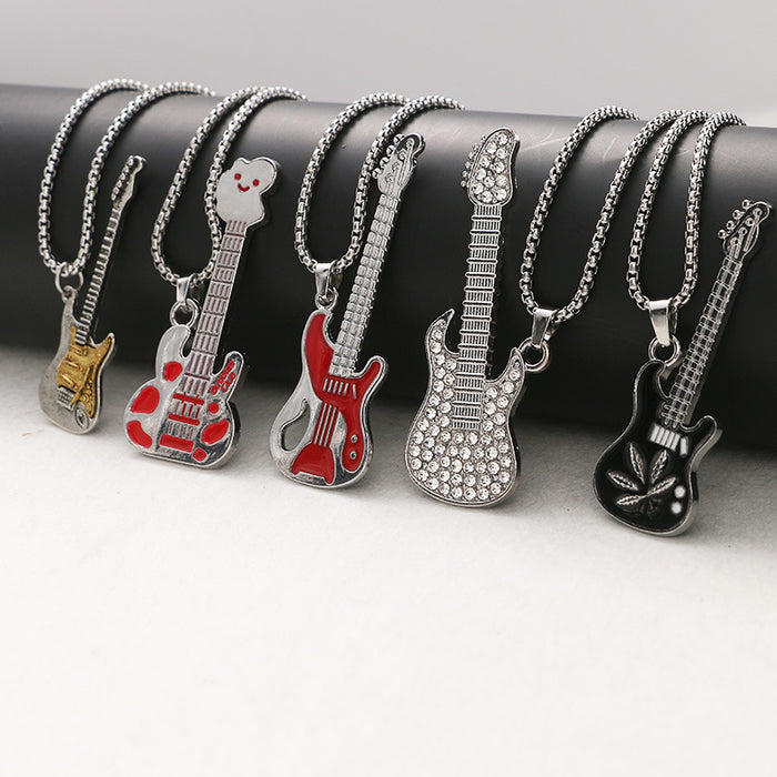 Wholesale Stainless Steel Guitar Pendant Necklace JDC-NE-Zheq003