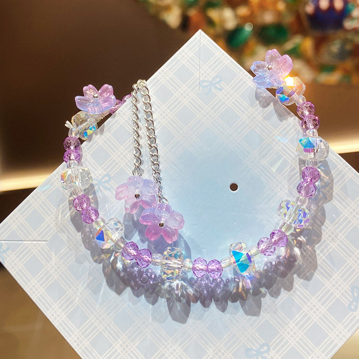 Wholesale Pink Flower Imitation Crystal Bracelet Stylish Gift Jewelry Accessory MOQ≥3