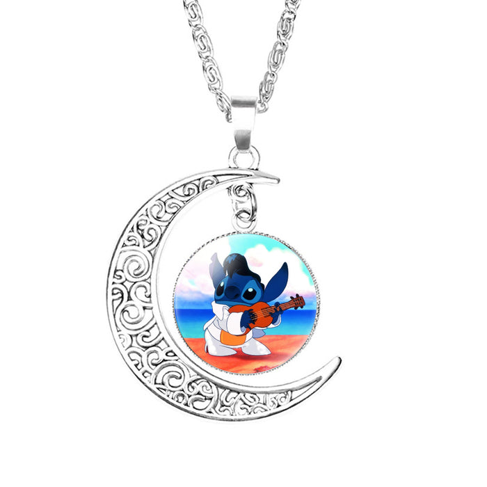 Wholesale Cute cartoon pattern moon element necklaces