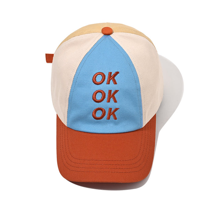 Wholesale Color blocked baseball cap embroidered letters duckbill cap soft top sun hat