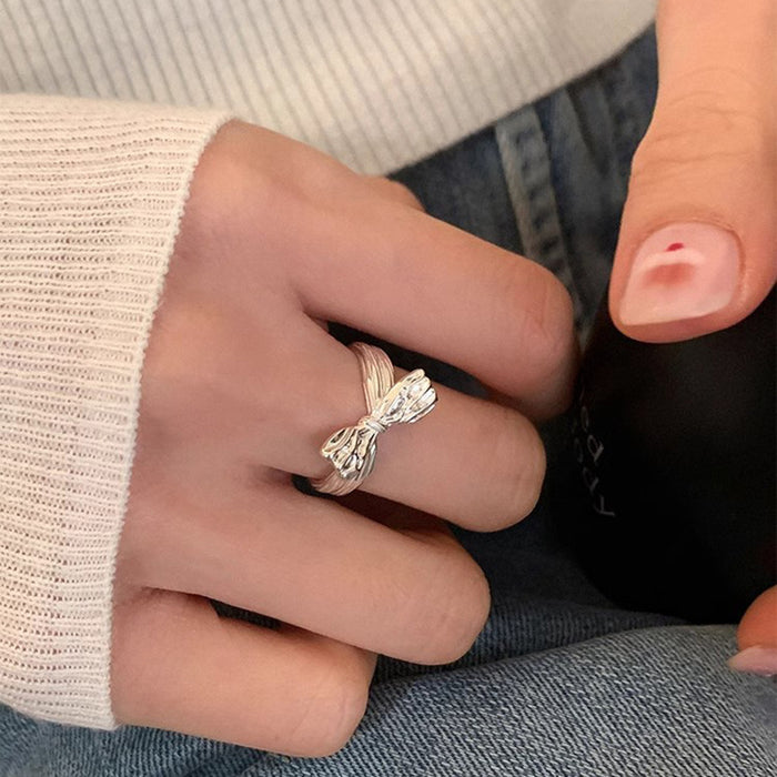 Wholesale Rising Sun Texture Bow Ring Female Ring