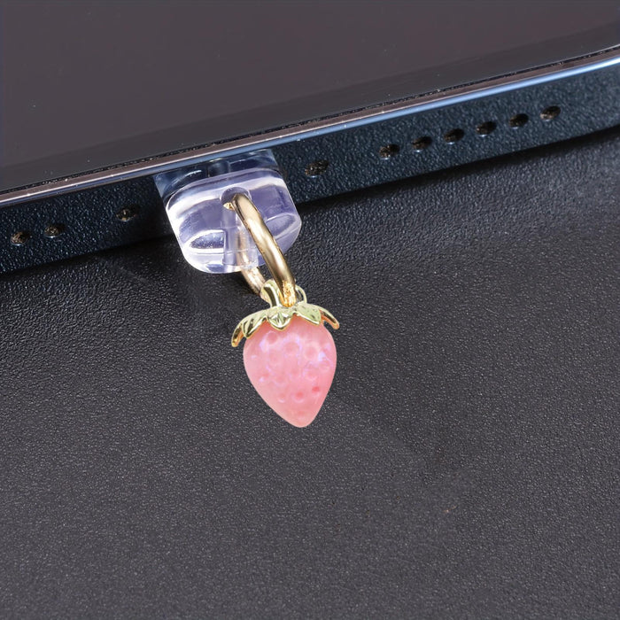 Wholesale Acrylic realistic 3D strawberry pendant dust plug