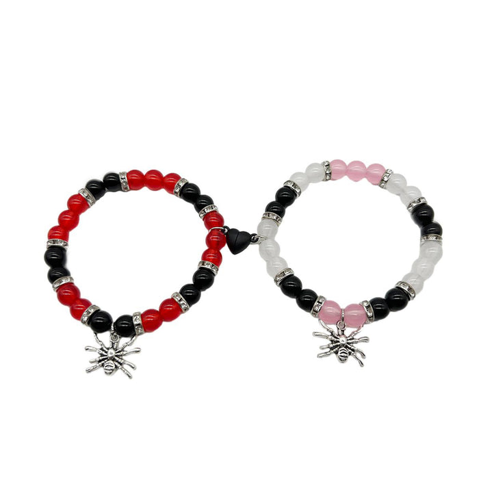 Wholesale  Couple Bracelet Red and Black Beaded Bracelet  Pendant Holiday Gift