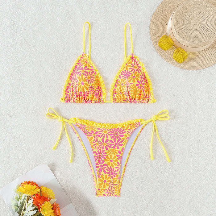 Wholesale Split swimsuit female sexy suspender tie three-point bikini swimsuit female