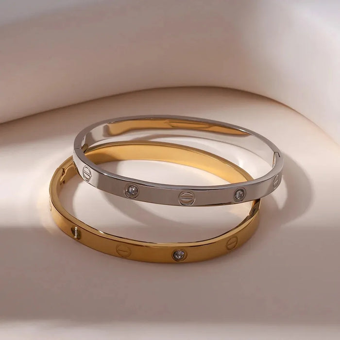 Wholesale Stainless steel bracelet with one nail and one diamond mirror polished bracelet