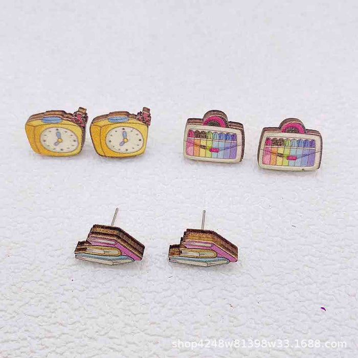 Wholesale Teacher's Day Wooden Earrings JDC-ES-Susheng010