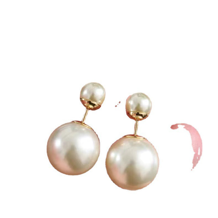 Wholesale Pearl silver earring with double-sided pearl earrings in front and back