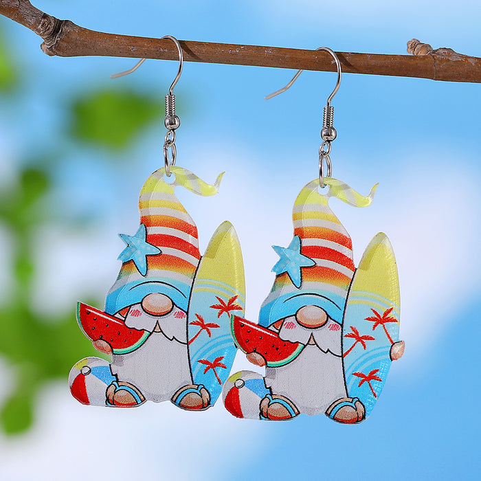Wholesale Holiday Style Color Sun Watermelon Juice Acrylic Letter Pendant Earrings Beach Holiday Earrings