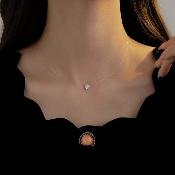 Wholesale Necklace, invisible fishing line, exquisite simplicity, light luxury, sparkling zircon design, collarbone chain