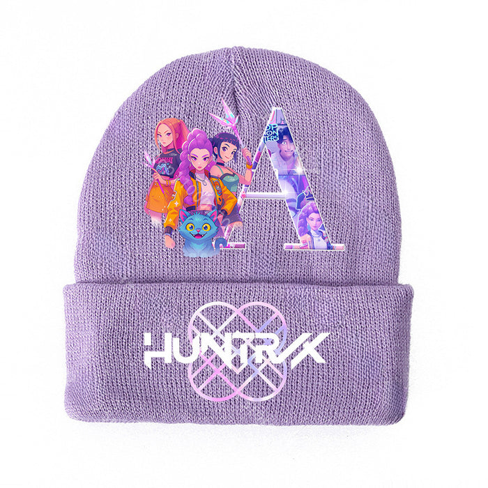 Wholesale KPOP knitted cartoon letters autumn and winter hat