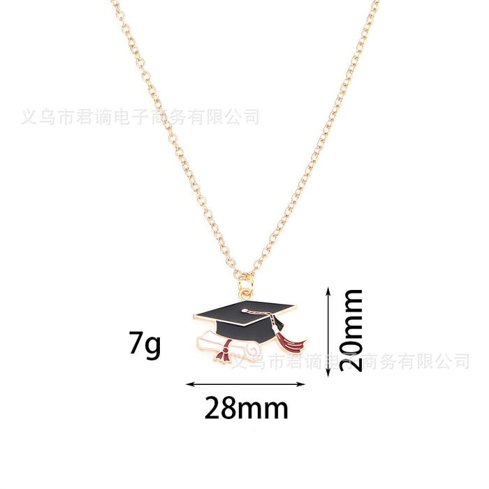 Wholesale jewelry bachelor hat necklace alloy oil drop niche clavicle chain