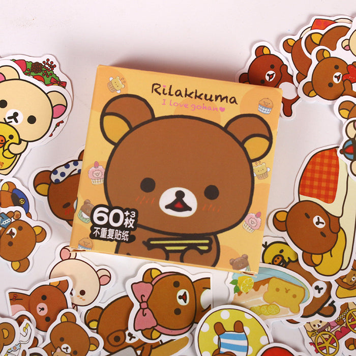 Wholesale Cute Bear Sticker Pack 60Pcs Waterproof DIY Decorative Stickers For Kids Party Trendy Home Decor Gift Craft Supply