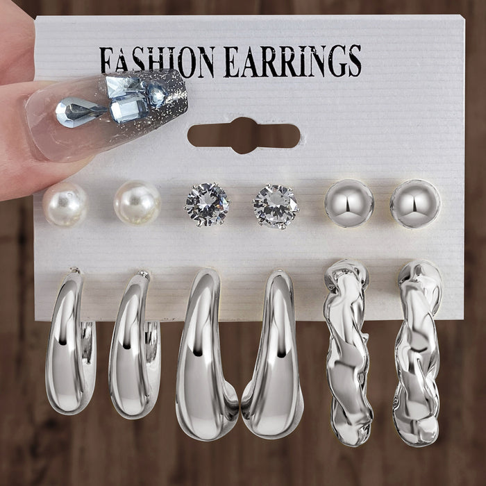 Wholesale 6-Pair Creative Gold Teardrop Earring Set