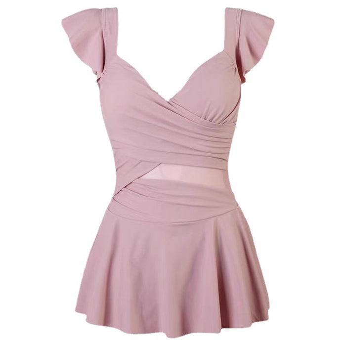 Wholesale Swimsuit one-piece conservative skirt style covers the belly, making you slim and high-end sexy