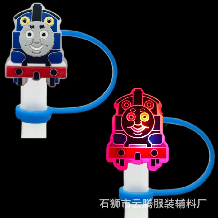 Wholesale 10pcs Silicone Straw Cap Cartoon Led Light Dustproof Straw Cap Recyclable