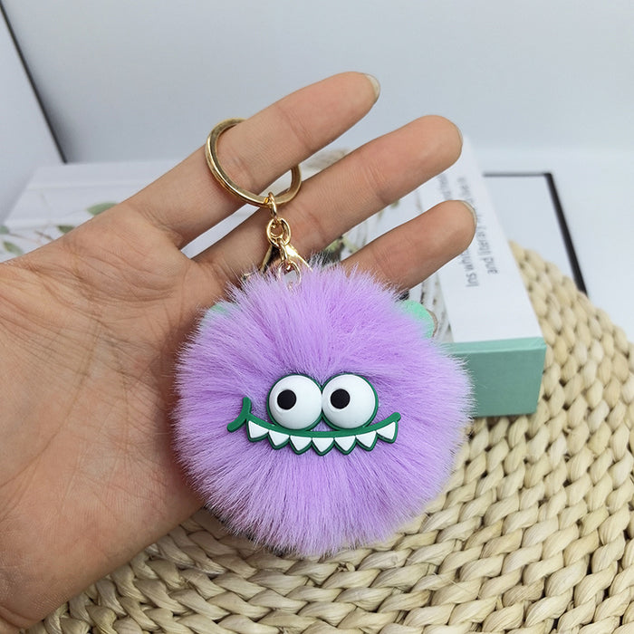 Wholesale Fur pendant plush cute dinosaur fur ball keychain pendant car keychain