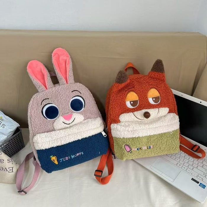 Wholesale Cartoon Fox Rabbit Plush Backpack Bags Large Capacity