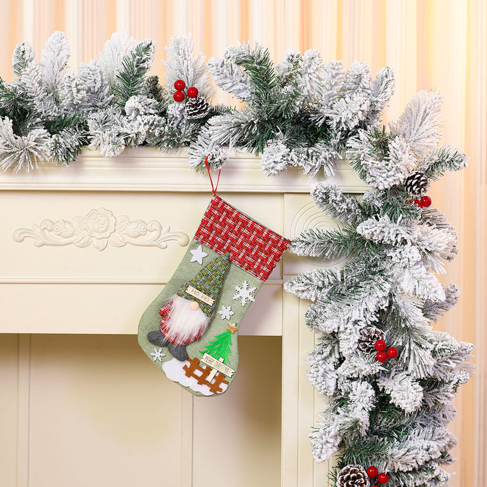 Wholesale Large Christmas Stocking Faceless Old Man Doll Christmas linen socks Candy Bag Gift Bag