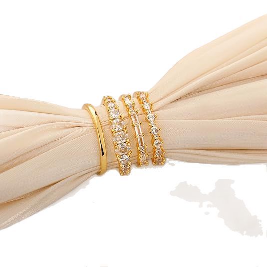 Wholesale Minimalist Broken Diamond Sparkling Zircon Versatile Genuine Gold Plated 4-piece Set Finger Ring Wholesale