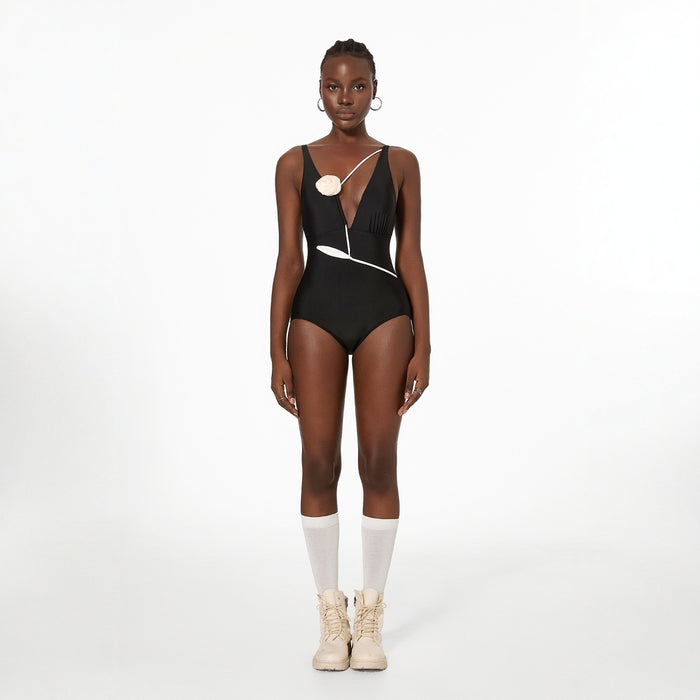 Wholesale One piece swimsuit handmade three-dimensional rose swimsuit sexy