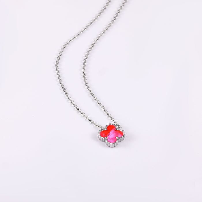 Wholesale Stainless Steel Double-Sided Gold-Plated Four-Leaf Clover Necklace