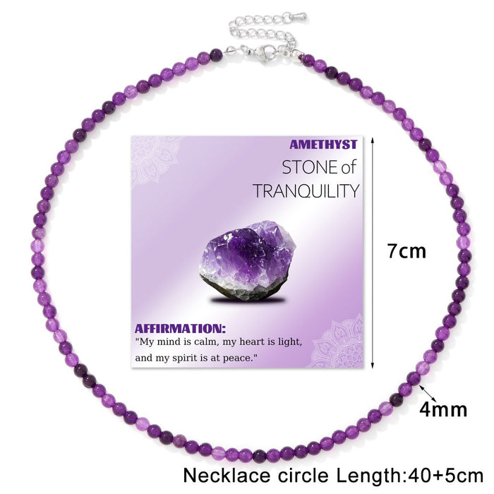 Wholesale 4mm stone bead necklace with stainless steel lobster clasp choker length